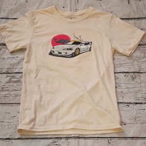Launder Ivory Red Tokyo With Love Car Graphic Tee Shirt S